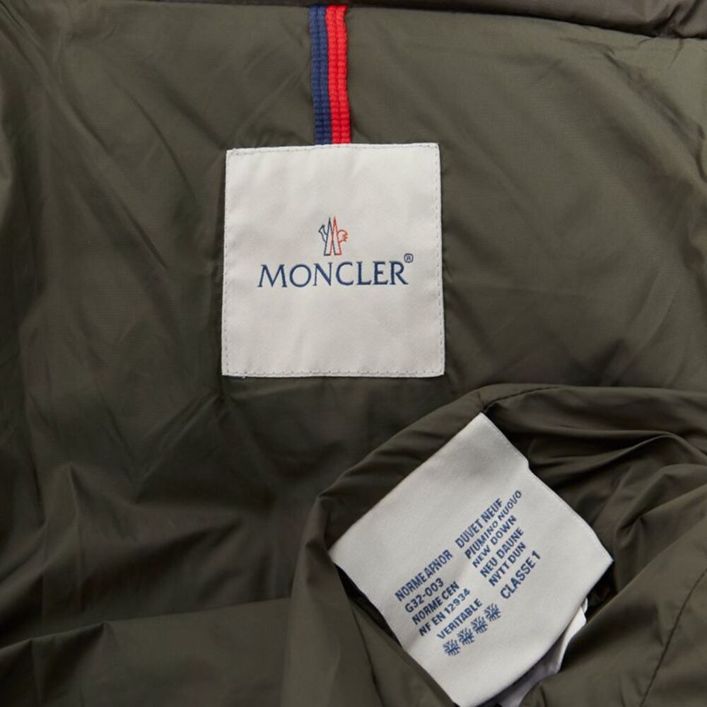 MONCLER Norme Afnor khaki quilted virgin wool blend frill hem coat Sz1 M - Picture 10 of 10